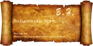 Bulyovszky Hont névjegykártya